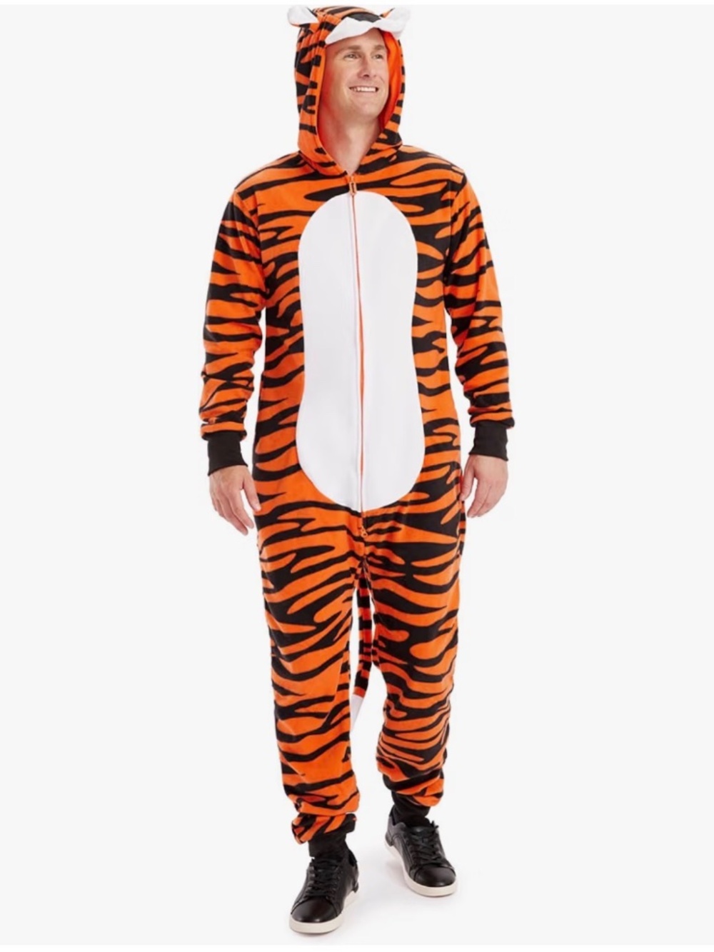 Men's Tiger Halloween Jumpsuit Costume for Adults